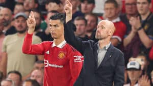 Cristiano Ronaldo returns to first-team training at Carrington following talks with Erik ten Hag