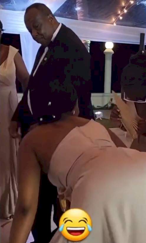 Father's epic reaction to his daughter twerking up a storm at a wedding sparks reactions (video)
