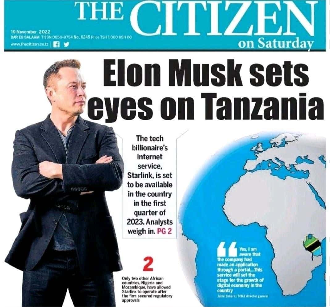 TANZANIA What Musk satellite Internet Plan Means For Tanzania in 2023 —  citiMuzik