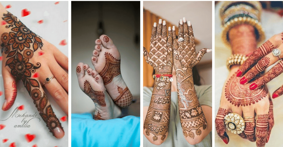 Premium Photo | Popular mehndi designs for hands or hands painted with  mehandi indian traditions